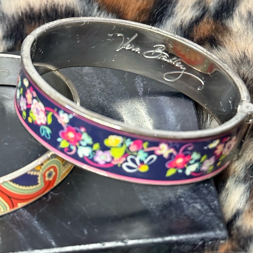 Vera Bradley Floral & Paisley Bangle/Cuff Bracelet Set - Picture 2 of 8